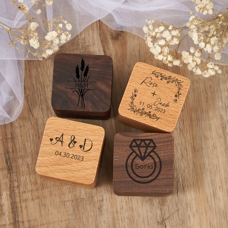 Custom Wedding Ring Box Proposal Engagement Ring Box with Name
